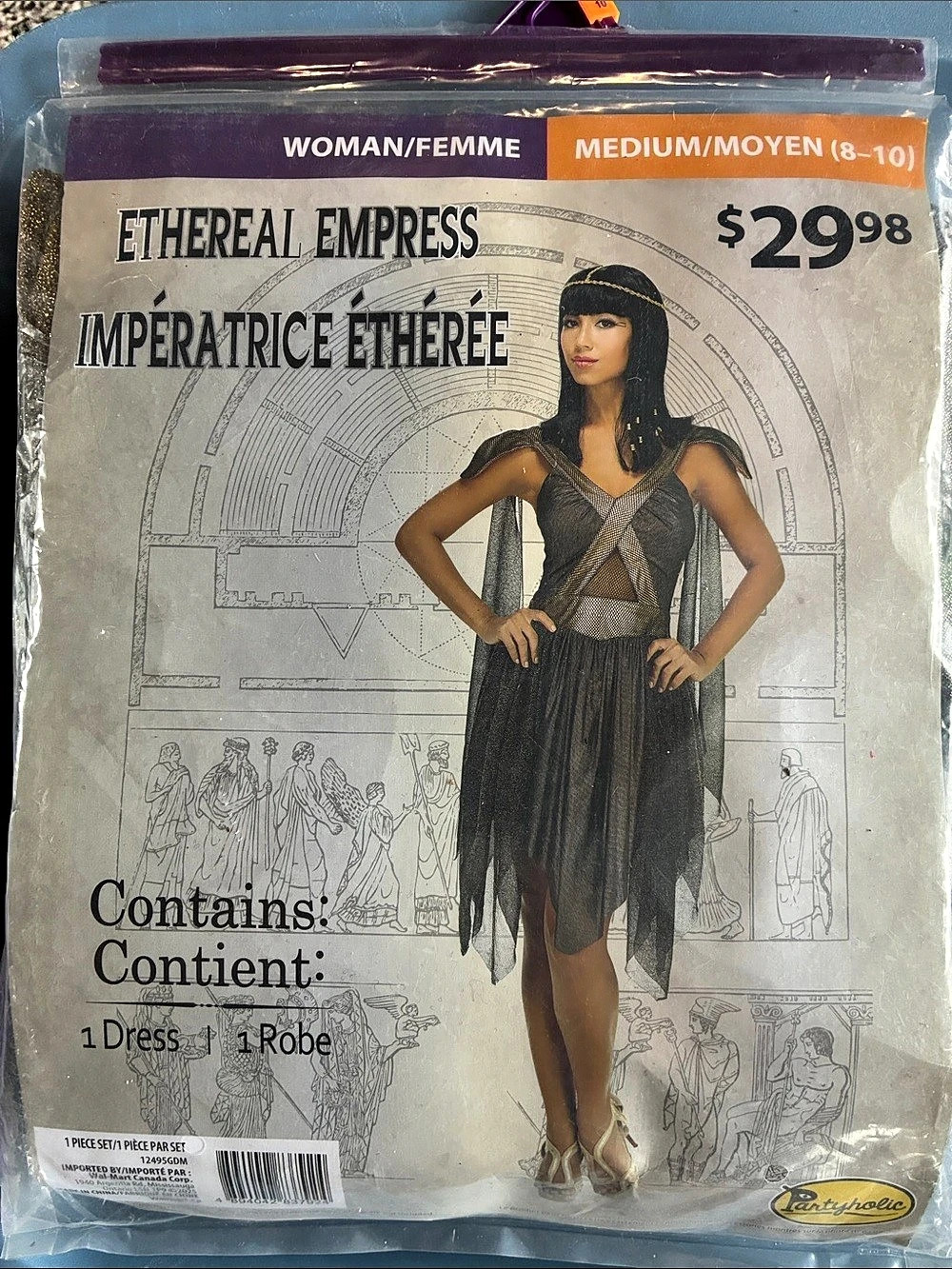 Spirit Halloween Ethereal Empress Mini Dress & Robe Black Gold Size Medium NWT